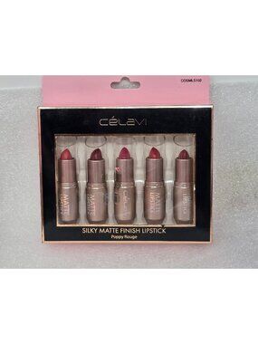 Célavi Silky Matte Finish Lipstick Set Poppy Rouge 5 Shades Long-Lasting